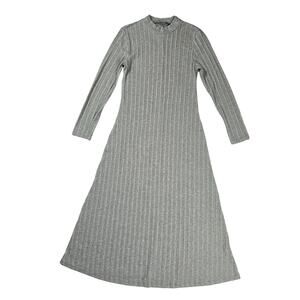 ZARA GREEN MARL SOFT TOUCH MIDI RIBBED KNIT DRESS WITH FLARED HEM SIZE LG NWOTT